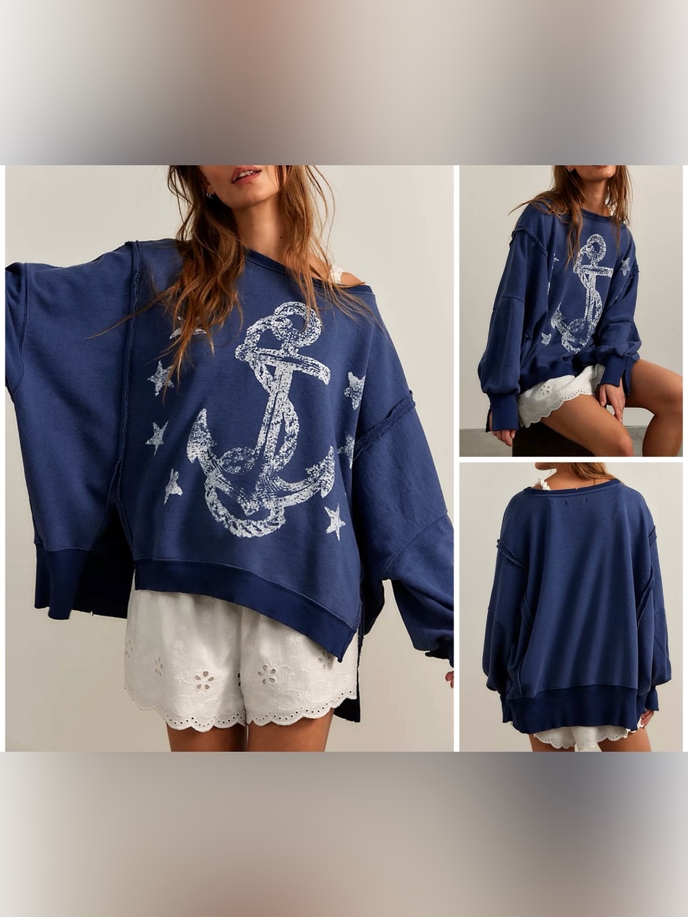 NWOT Free People We The Free Graphic Camden Pullover - Anchor Combo - XS, Medium